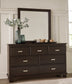 Covetown Twin Panel Bed with Mirrored Dresser, Chest and 2 Nightstands