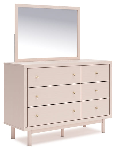 Wistenpine Twin Upholstered Panel Bed with Mirrored Dresser and Nightstand