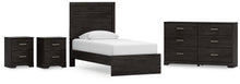 Load image into Gallery viewer, Belachime Twin Panel Bed with Dresser and 2 Nightstands
