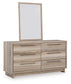 Hasbrick King Panel Headboard with Mirrored Dresser and 2 Nightstands