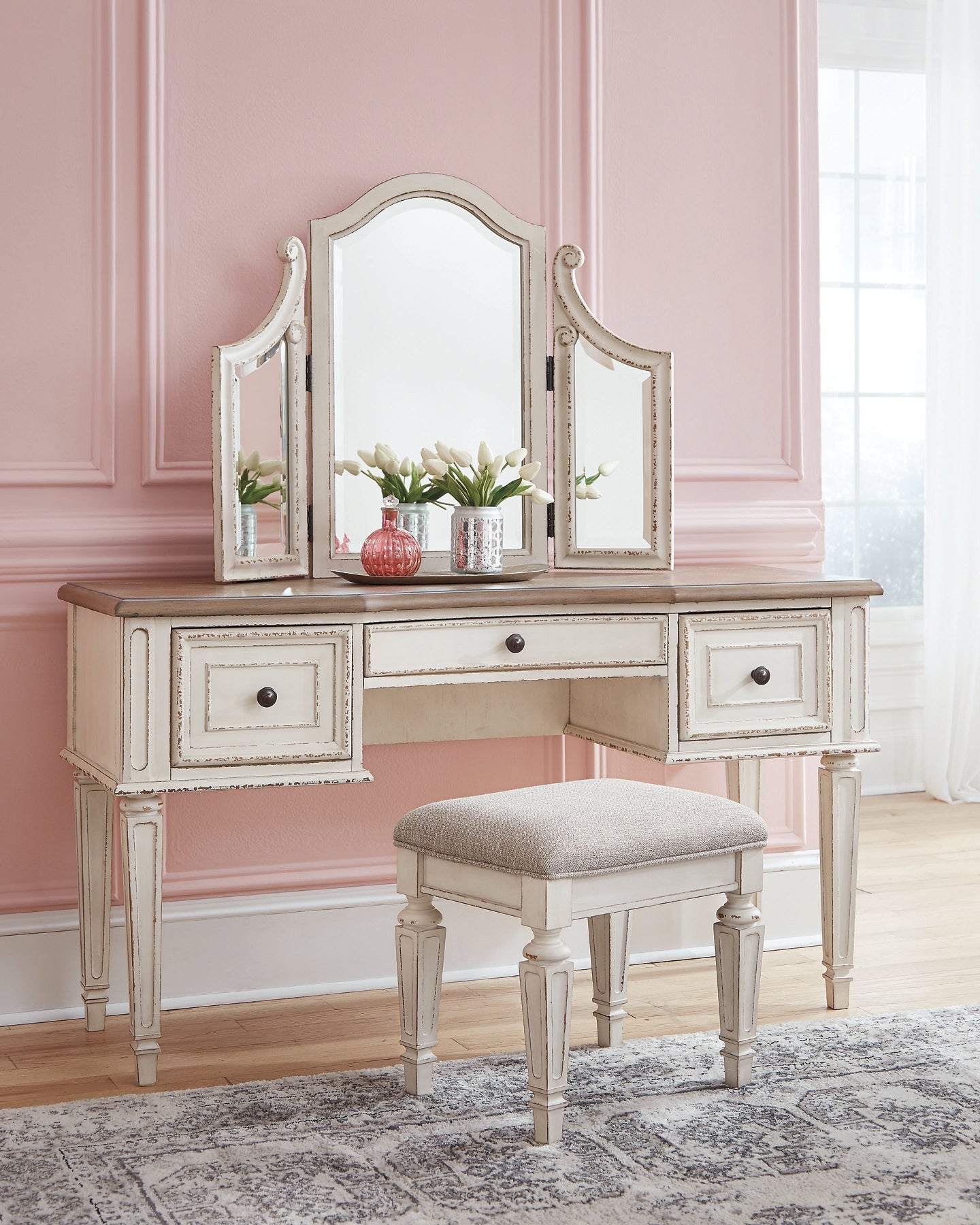 Ashley Express - Realyn Vanity/Mirror/Stool (3/CN)