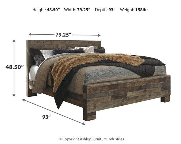 Derekson King Panel Bed with Mirrored Dresser, Chest and Nightstand